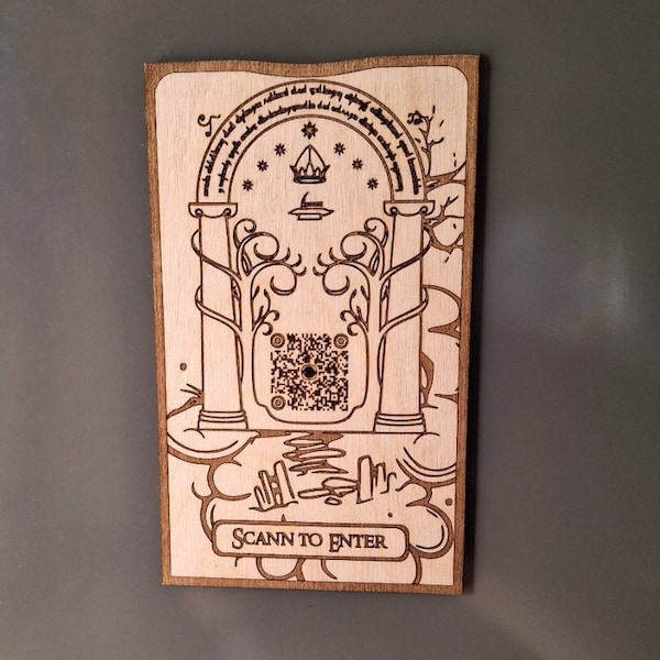 Scan for WiFi sign, Natural Wood Wifi Connection, Standing WiFi connector, Fantasy Book Inspired  QR code sign, Magnetic Wooden Sign