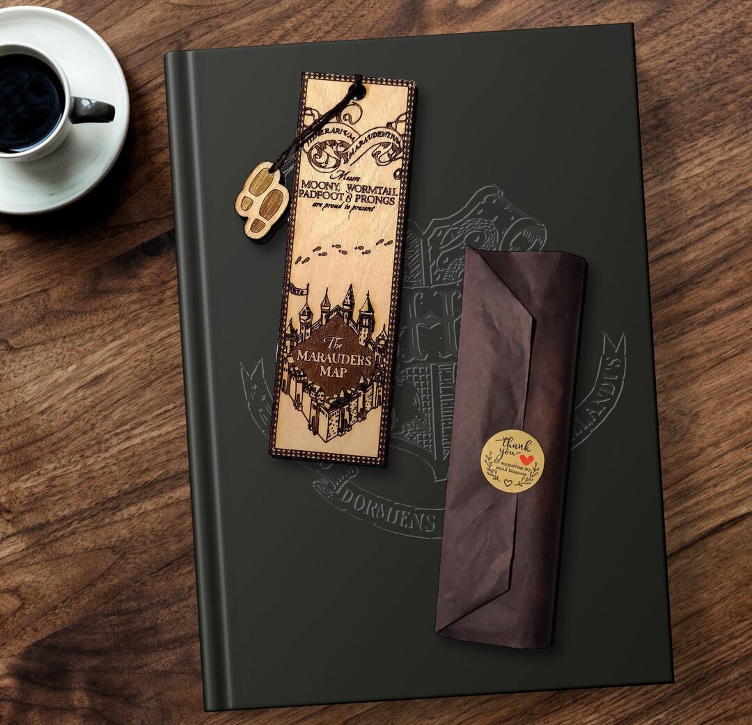Handmade Bookmark , Marauders Map, Wooden Bookmark 