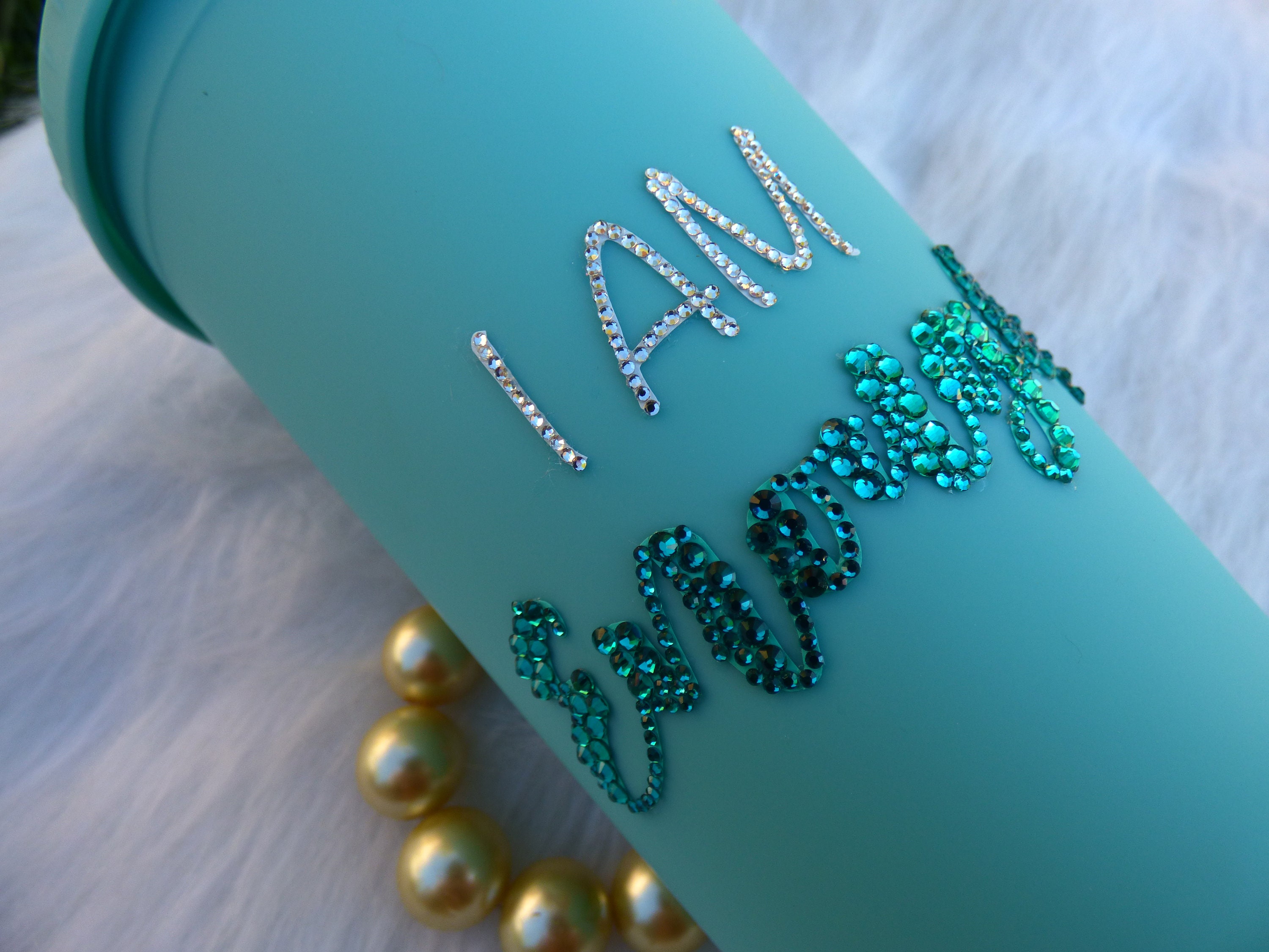 I AM ENOUGH Rhinestone Bling 22 Oz Matte Tumbler Mint Green - Etsy
