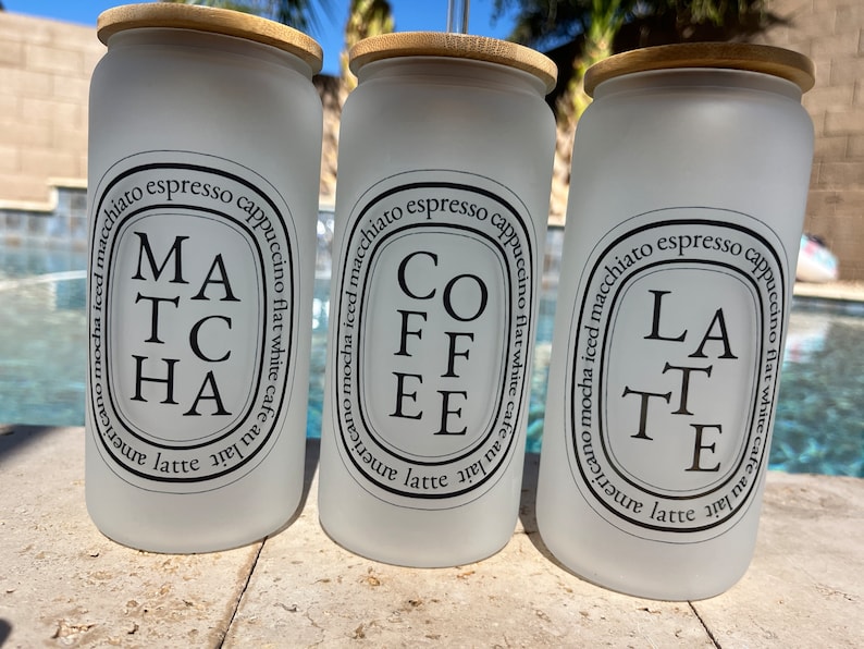 Diptyque Inspired Coffee Glass Tumbler Coffee Cup Latte Glass Etsy