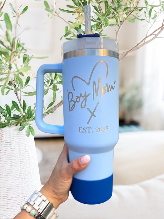 Engraved Stanley Cup Blue Stanley Cup Stanley Boy Mom Engraved Boy Mom Stanley Gift Engraved Stanley Quencher Gift for Mom Mothers Day Gift 