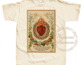 Jesus Christ Son of God T Shirt Tee v63 Sacred Heart - Catholic Vintage Apparel - Natural Sacrum Collection - DTG Print All Sizes S to 5XL