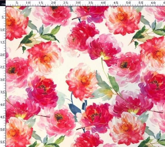 Pink Roses Upholstery Fabric Rose Patterned Canvas Fabric Etsy