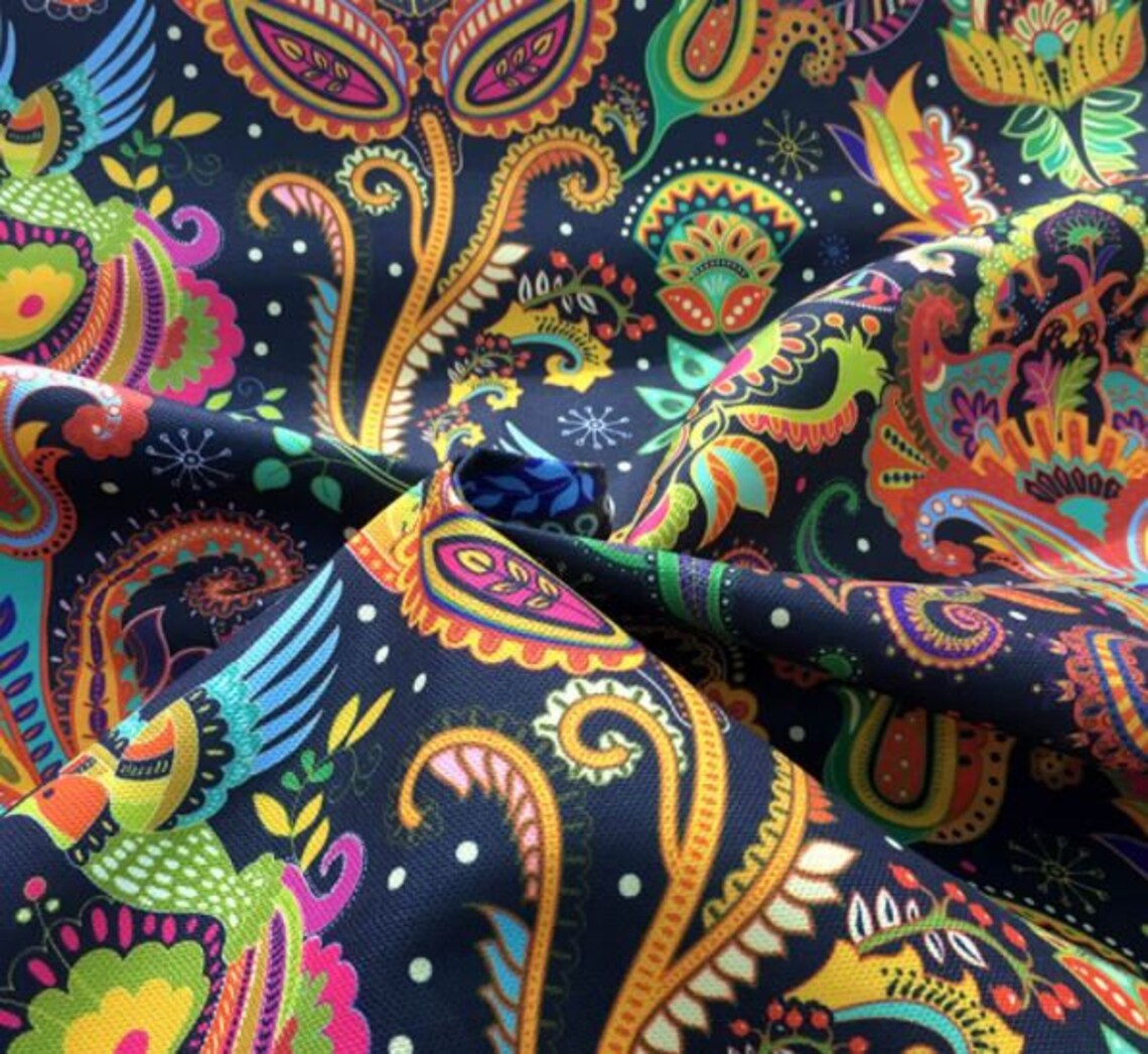 Colorful Boho Upholstery Fabric by the Yard Bohemian Mandala Etsy