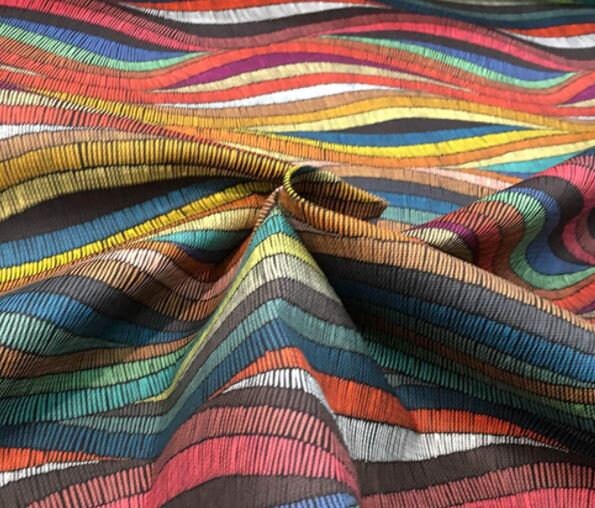 Colorful Waves Upholstery Fabric Canvas Furniture Upholstery | Etsy