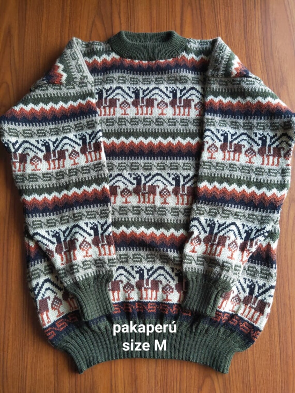 Alpaca Jumper / Alpaca Sweater / Unisex / Dark Green & White Etsy