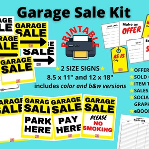 Garage Sale Sign Kit DIY Printable Digital Download with Social Media Graphics