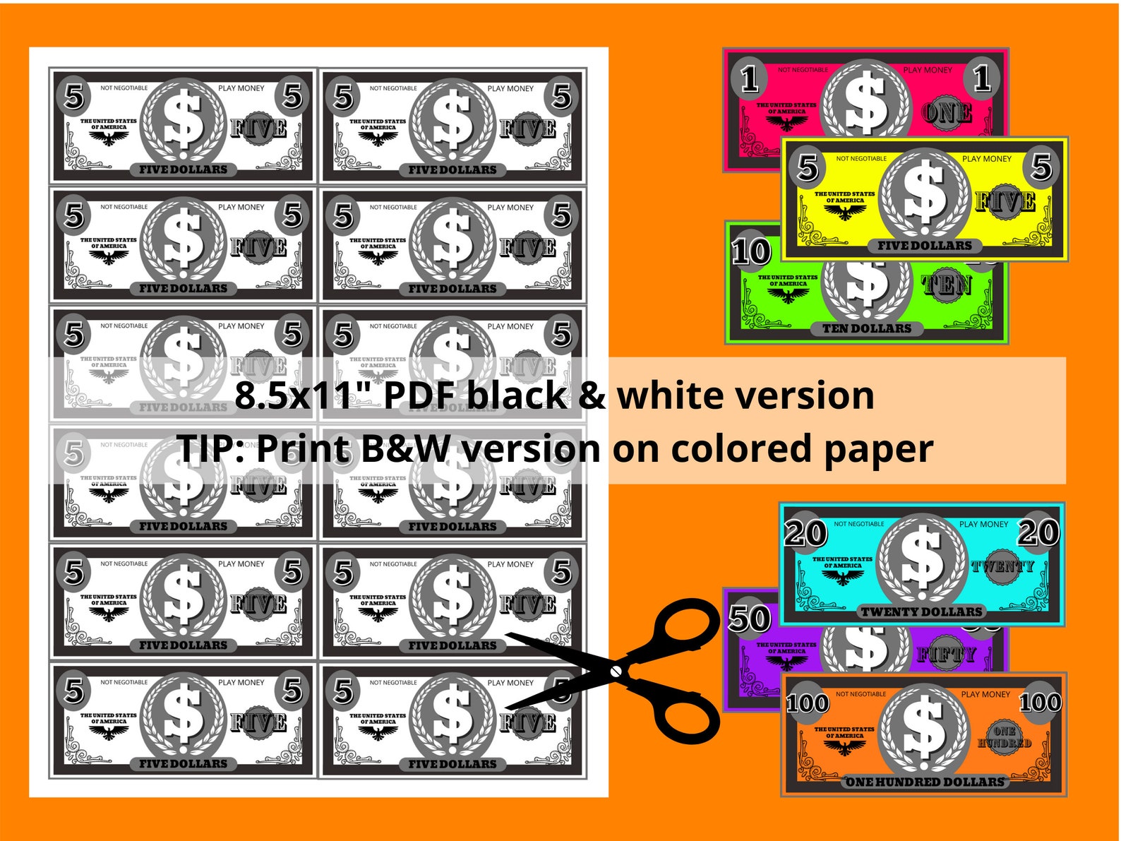 PLAY MONEY | Printable PDF Money | Pretend Money | Pretend Shopping ...