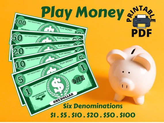 play money printable pdf money pretend money pretend etsy