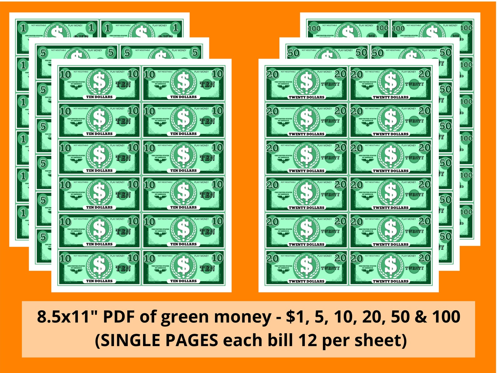 PLAY MONEY | Printable PDF Money | Pretend Money | Pretend Shopping | Kids Money | Children ...