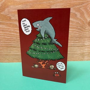 Carte pour les fêtes : Sapin de Noël requin - carte pliante avec enveloppe