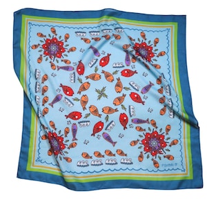 Cute Fish Pattern Square Bandana - Scarf - Neckerchief - Fabric Headband - Square 22 inch X 22 inch