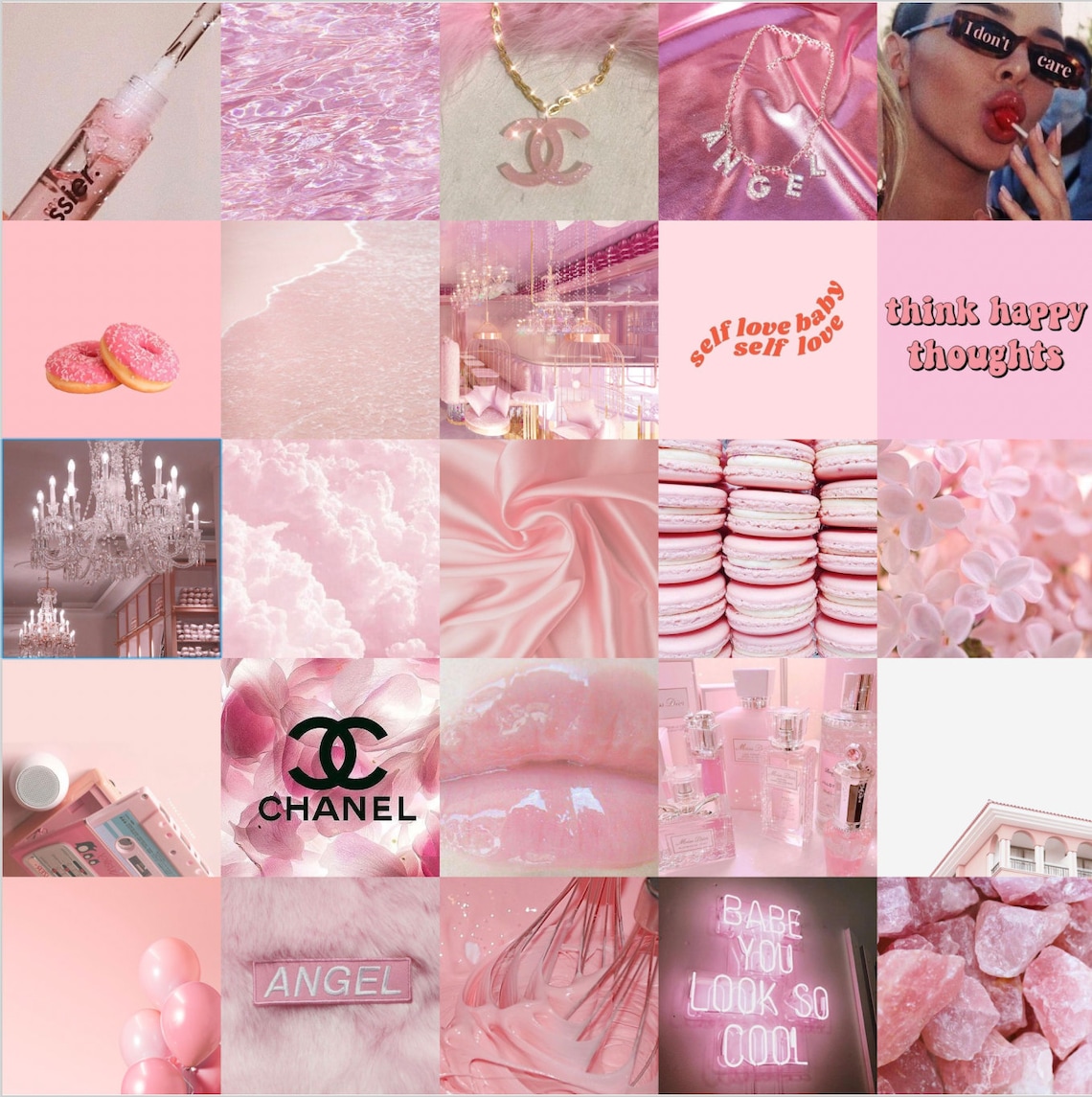 36 PCS Dainty Girl Aesthetic Photo Collage Kit Pastel Pink Room Decor ...