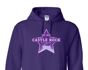 Castle Rock Colorado / Big Star - Hoodie:  Great Gifts - Sweatshirts / Hoodies - Made in USA, Adult - Unisex Sizes, Cotton / Poly Blend