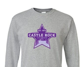 Castle Rock Colorado / Big Star - Long Sleeve T-Shirt:  Fun Tees / T-Shirt Gifts - Made in USA, Adult - Unisex Sizes, Cotton / Poly Blend