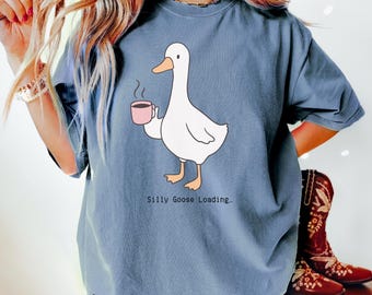 Camiseta Silly Goose: Divertida camiseta con estampado de animales - Camiseta unisex de algodón