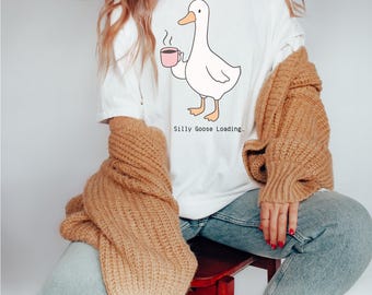 Camiseta Silly Goose: Divertida camiseta con estampado de animales - Camiseta unisex de algodón