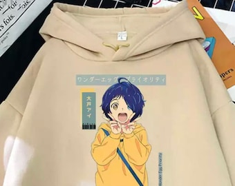 Wonder Egg Priority Ohto Ai Unisex Sudadera con Capucha Estampada-Amarillo Wonder Egg Priority Ohto Ai Unisex Sudadera con Capucha Estampada-Amarillo