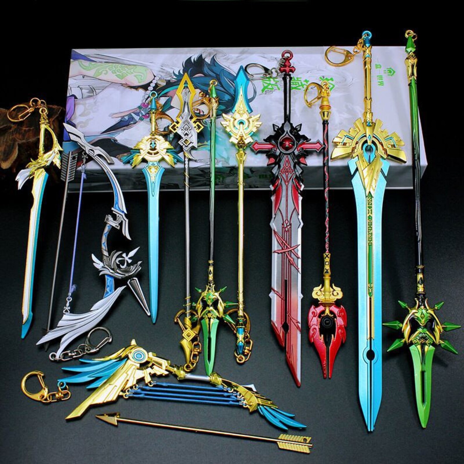 Genshin Impact Sword Keychains Genshin Cosplay Weapons Skyward Etsy