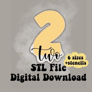 2 つのクッキー カッター、シュガー クッキー カッター、数字クッキー カッター、数字 2 クッキー カッター、STL ファイル、デジタル ダウンロード