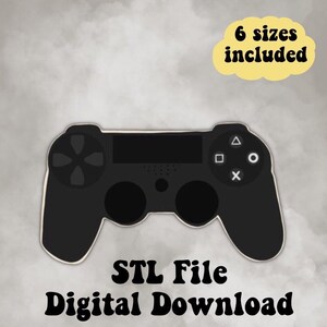 May include: A black 3D printed model of a video game controller. The model is ready to be printed and comes in six different sizes. STL File Digital Download.