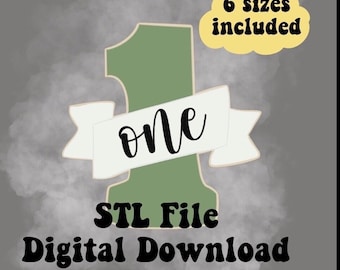 one Cookie Cutter, Sugar Cookie Cutter, number cookie cutter, birthday cookie cutter, 1st birthday cookie cutter, STL File, Digital Download