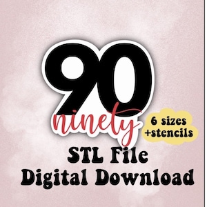 Ninety Cookie Cutter, Sugar Cookie Cutter, number cookie cutter, birthday cookie cutter, 90th birthday cookie, STL File, Digital Download