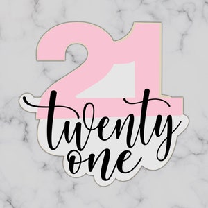 Twenty one Cookie Cutter, Sugar Cookie Cutters, number cookie cutter, birthday cookie cutter, 21st birthday cookie cutter