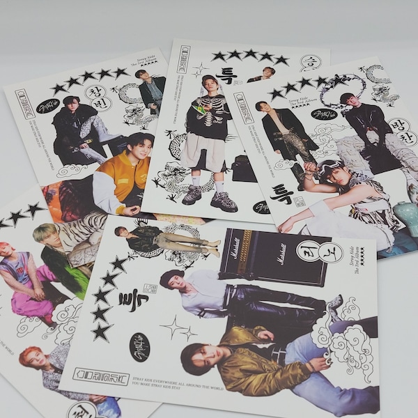 Official Stray Kids 5 STAR album OOTD mini poster inclusion, Bangchan, Leeknow, Changbin, Hyunjin, Seungmin SKZ bias