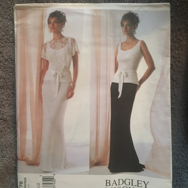 Vogue 2776 Badgley Mischka Evening Skirt Top Capelet size 8 10 12 New Uncut