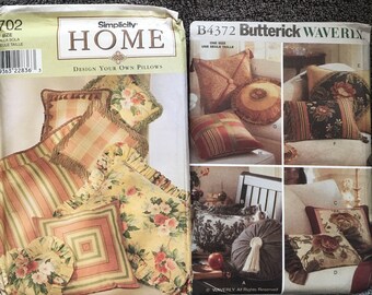 Set of 2 Patterns for Pillows Simplicity 8702 Butterick 4372