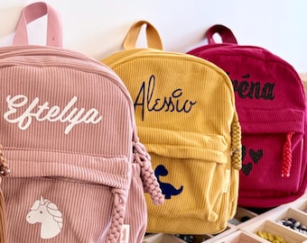 Personalized children's backpack in corduroy