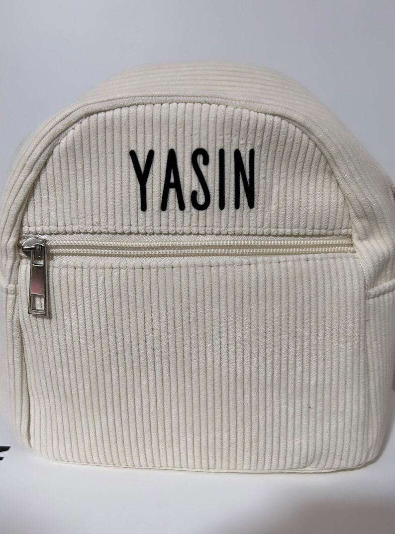 Sac à dos enfant personnalisé en velours côtelé Beige clair