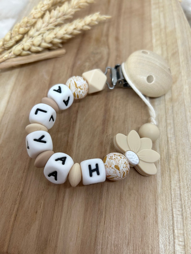 Personalized pacifier clip Crème