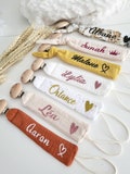 Personalized pacifier clip with name – baby cotton gauze – baby girl/boy gift product logo