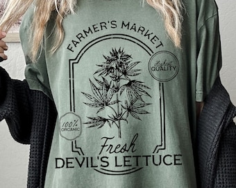 Devils Lettuce Farmers Market Shirt Stoner Gifts Weed Accessories Cannabis THC Weed Shirt Stoner Shirt Weed Clothes Budtender