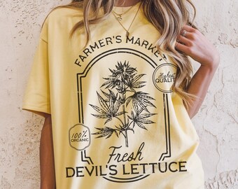 Devils Lettuce Farmers Market Shirt Stoner Gifts Weed Accessories Cannabis THC Weed Shirt Stoner Shirt Weed Clothes Budtender