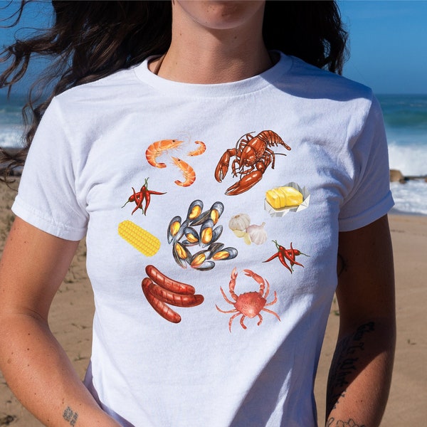 Seafood Boil Baby Tee y2k Ocean Inspired Style Coastal Granddaughter Cooking Shirt Butter Shirt Garlic Shrimp Cajun Crawfish