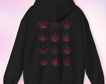 Pink Pot Leaf Hoodie Stoner Gifts Girly Weed Accessories Cannabis THC Smoker Hoodie Stoner Shirt Weed Clothes Budtender Cute Weed