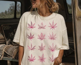 Pink Stoner Girly Weed Accessories Budtender THC Stoner Gifts Weed Shirt 420gifts Smoking Shirt Stoner Gifts For Her CBD Pot Leaf Shirt