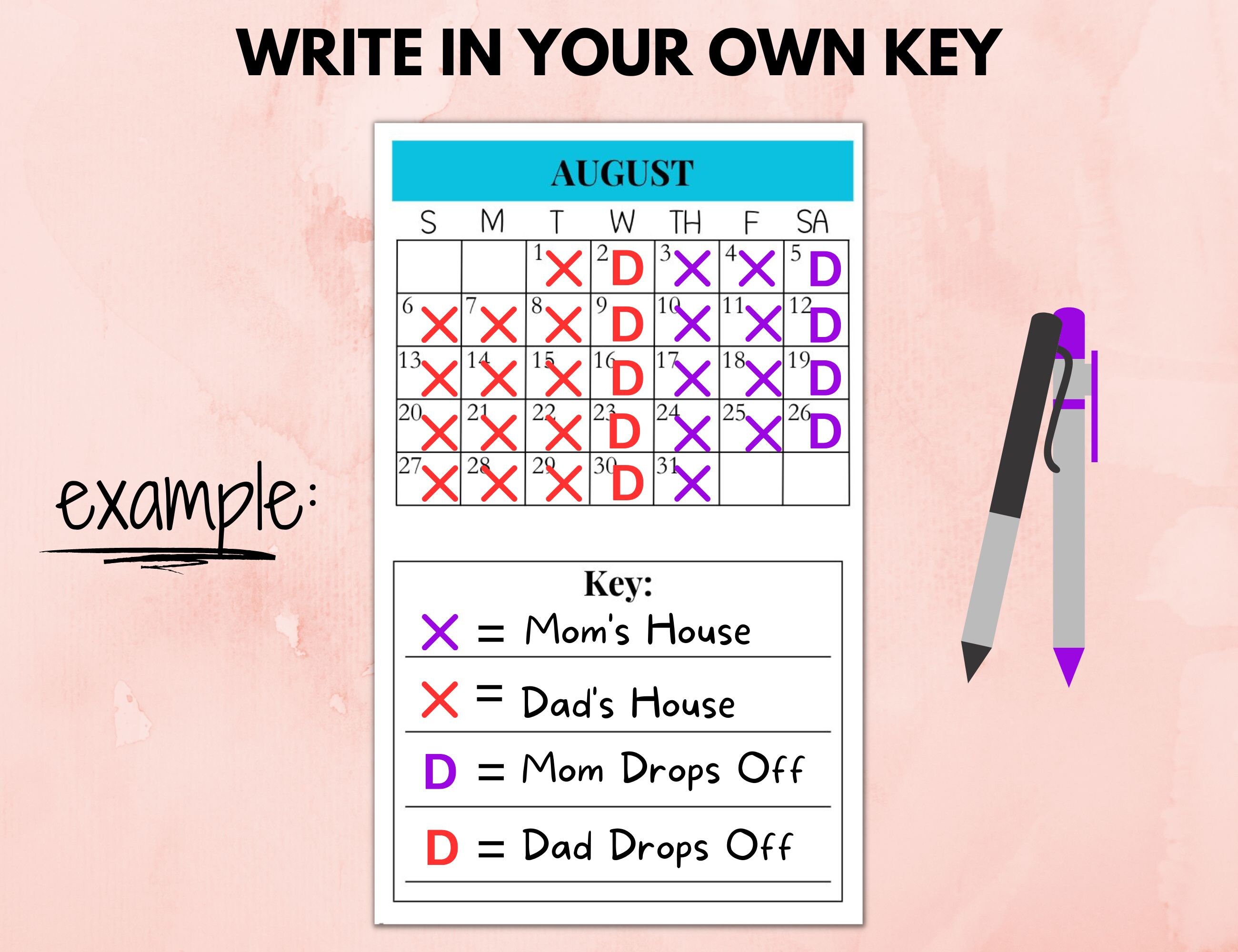 Printable Custody Calendar 2023 2024 Co Parenting Calendar With Year
