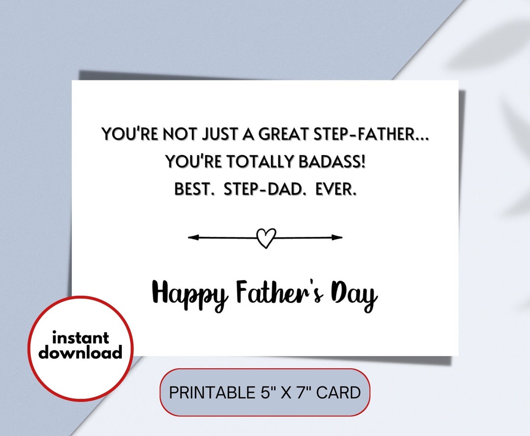 Funny Step Father's Day Card Printable, Badass Dad Card, Printable Step ...