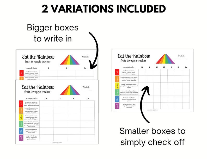 Printable Food Tracker, Eat the Rainbow Tracker and Checklist, Healthy Eating Kids image 4