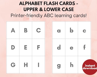 Printable Alphabet Flash Cards in Black and White, ABC Uppercase and Lowercase Letters, Toddler Flash Cards