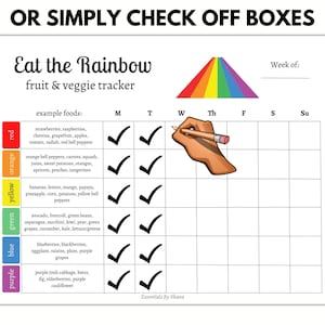 Printable Food Tracker, Eat the Rainbow Tracker and Checklist, Healthy Eating Kids image 3