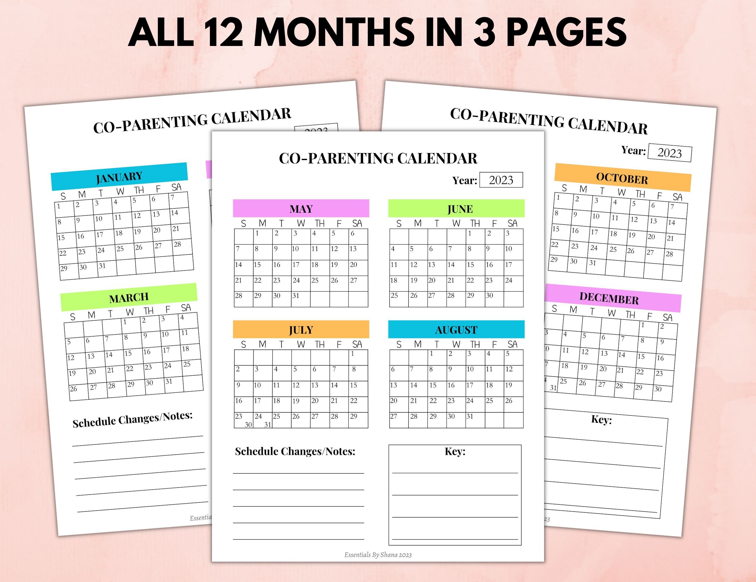 Printable Custody Calendar 2023 Co Parenting Calendar With - Etsy
