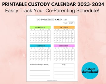 Printable Custody Calendar 2023-2024 Co Parenting Calendar - Etsy