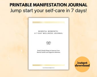7-dagars mindfulnessjournal, välbefinnande-uppmaningar (digital nedladdning)
