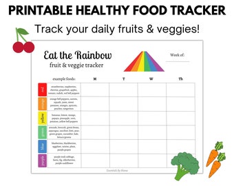 Printable Food Tracker, Eat the Rainbow Tracker and Checklist, Healthy Eating Kids