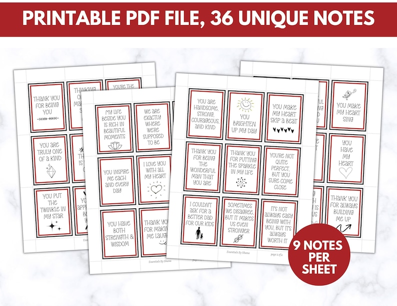 Printable Lunch Notes for Him, Husband Lunch Notes and Lunchbox Love